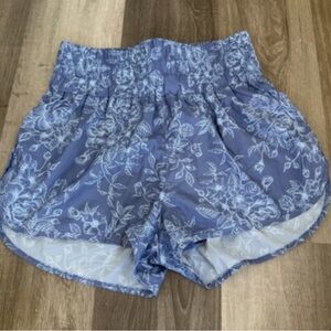 POPFLEX High Waist Floral Blue Shorts